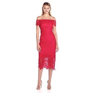 SHOSHANNA LACE MADISON MIDI DRESS ORANGE
